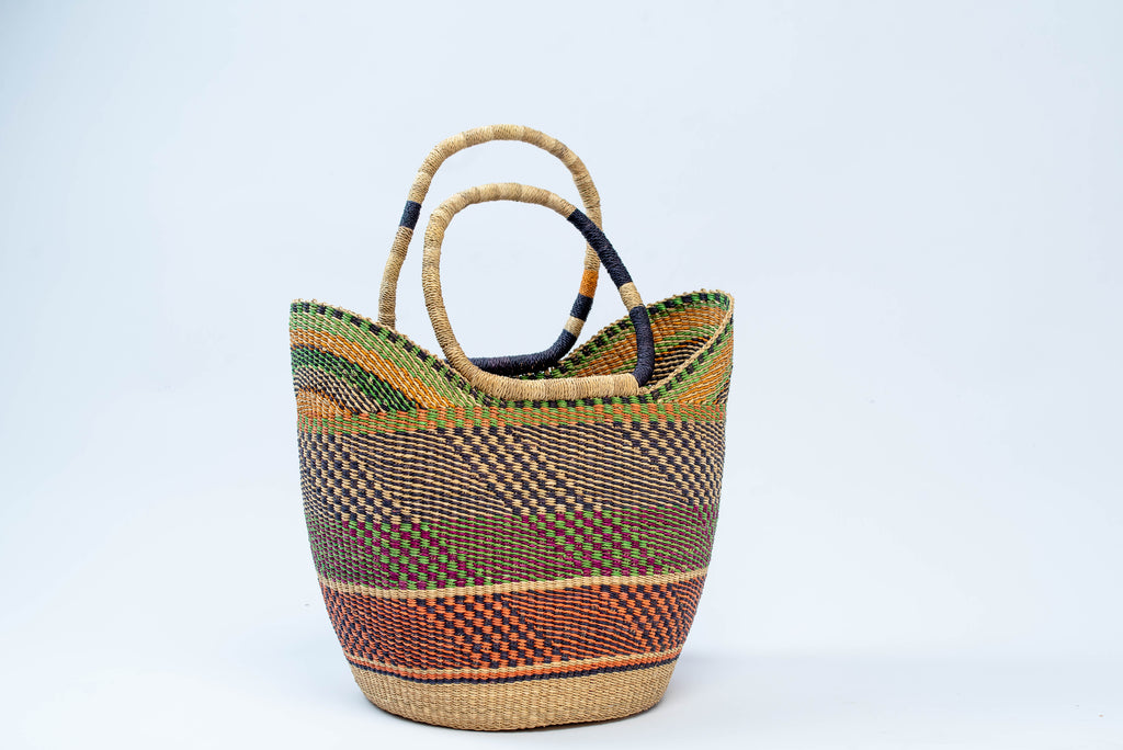 Handwoven African Market Basket Tote Bag