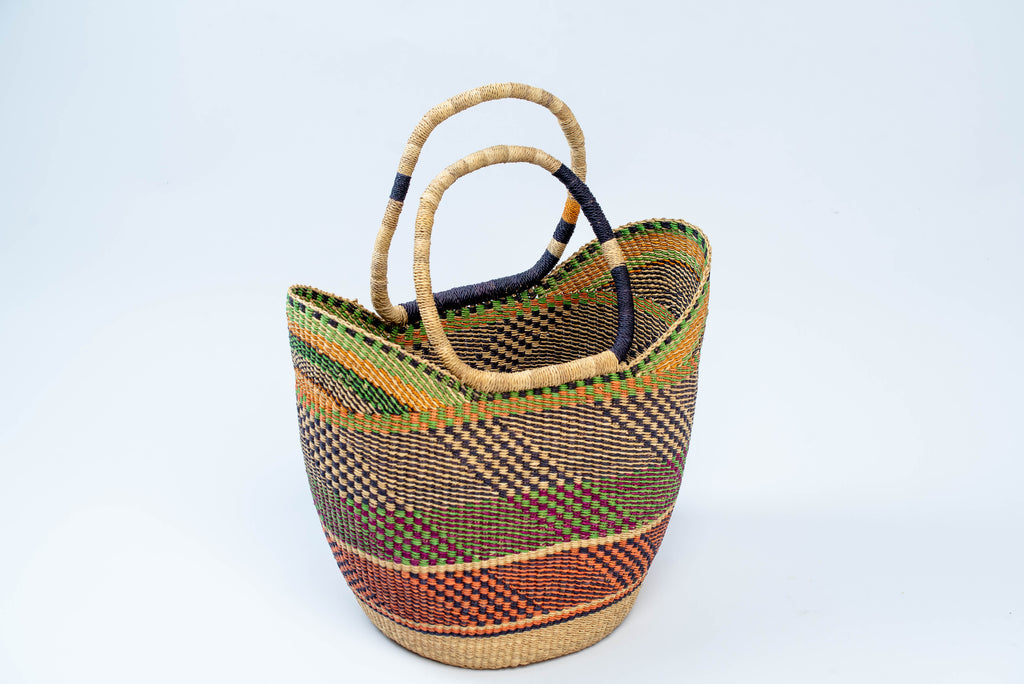 Handwoven African Market Basket Tote Bag