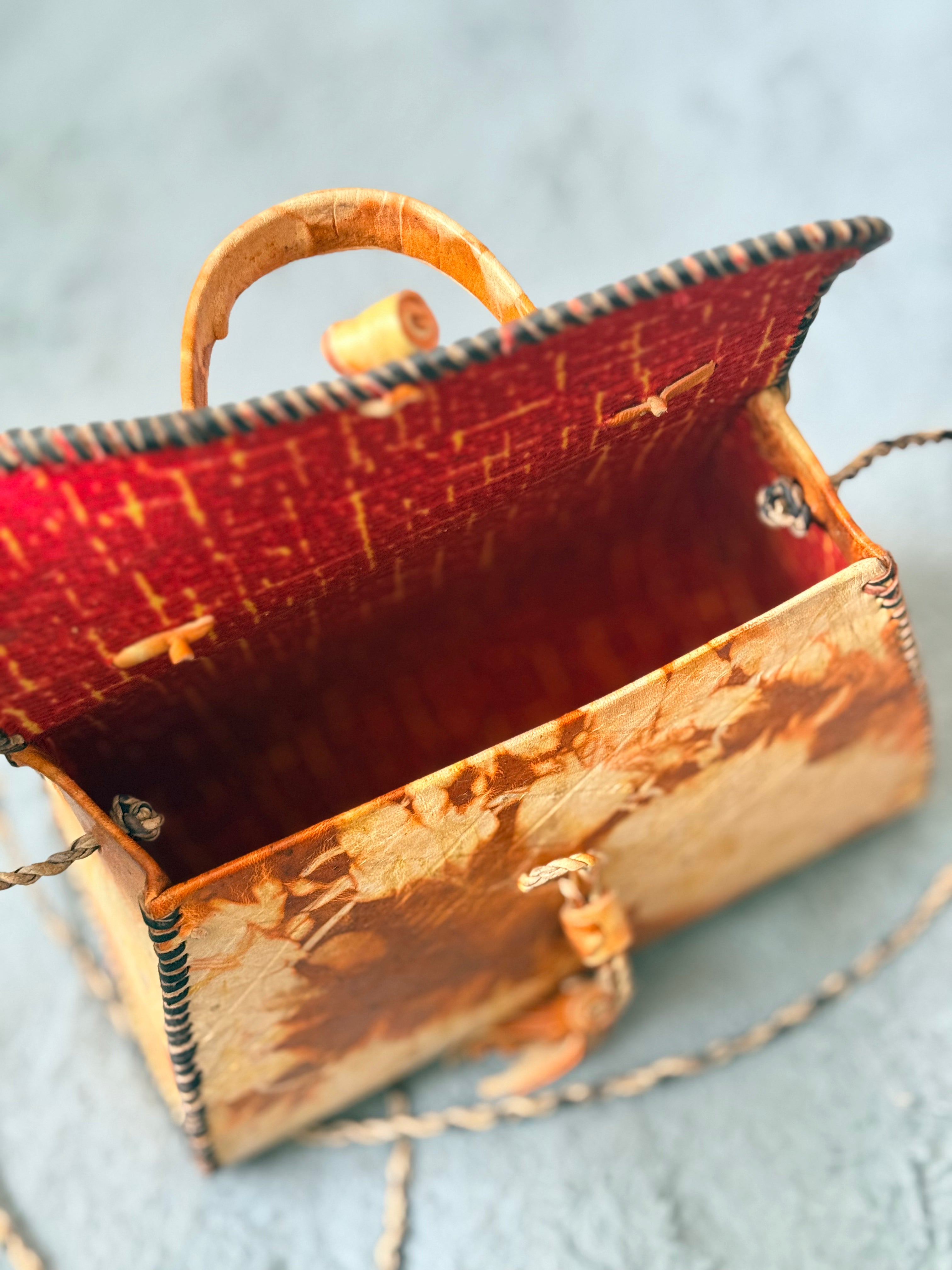 Handmade Marble-Effect Leather Tote & Crossbody Bag – Tassel Detail