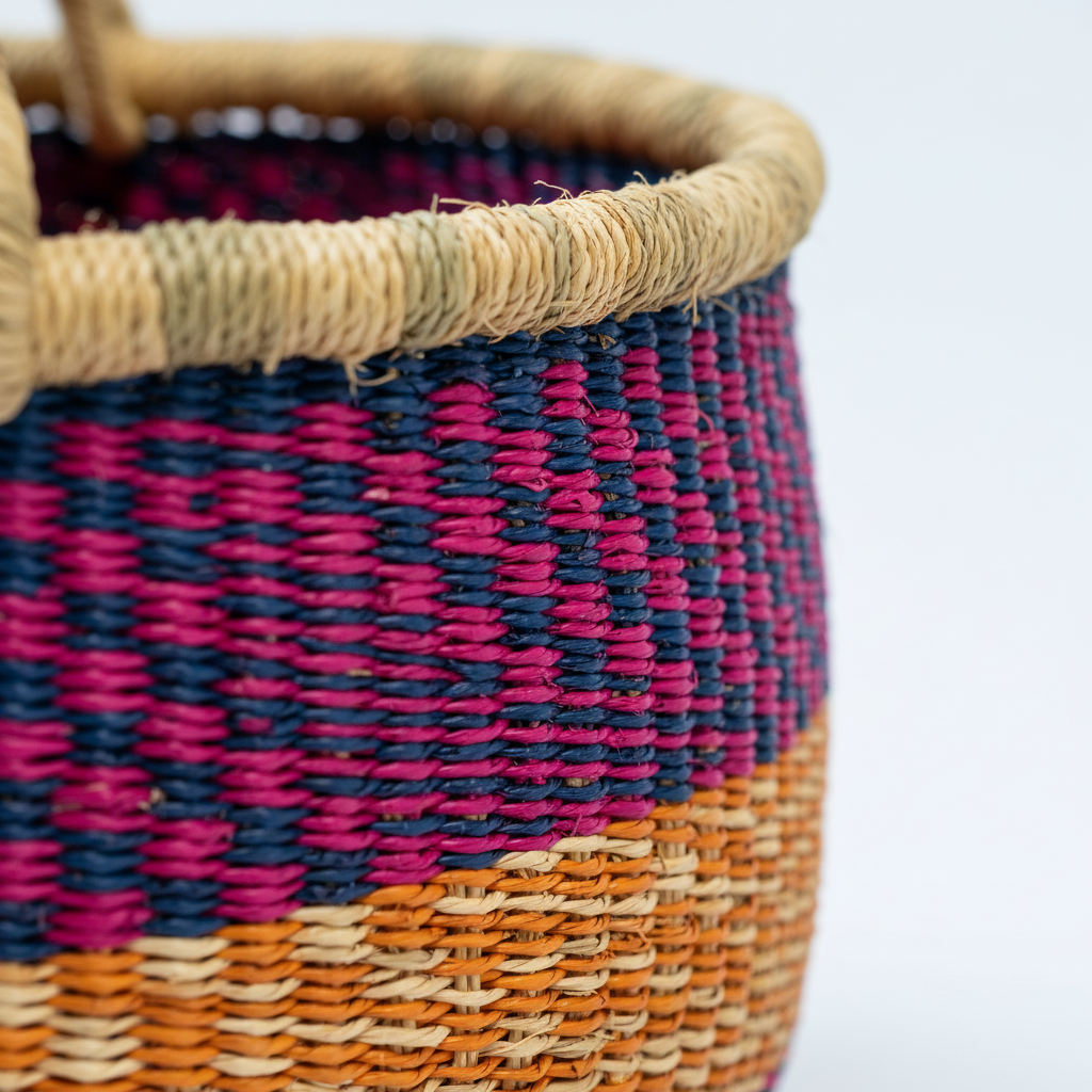 Close-up weave detail of bolga basket