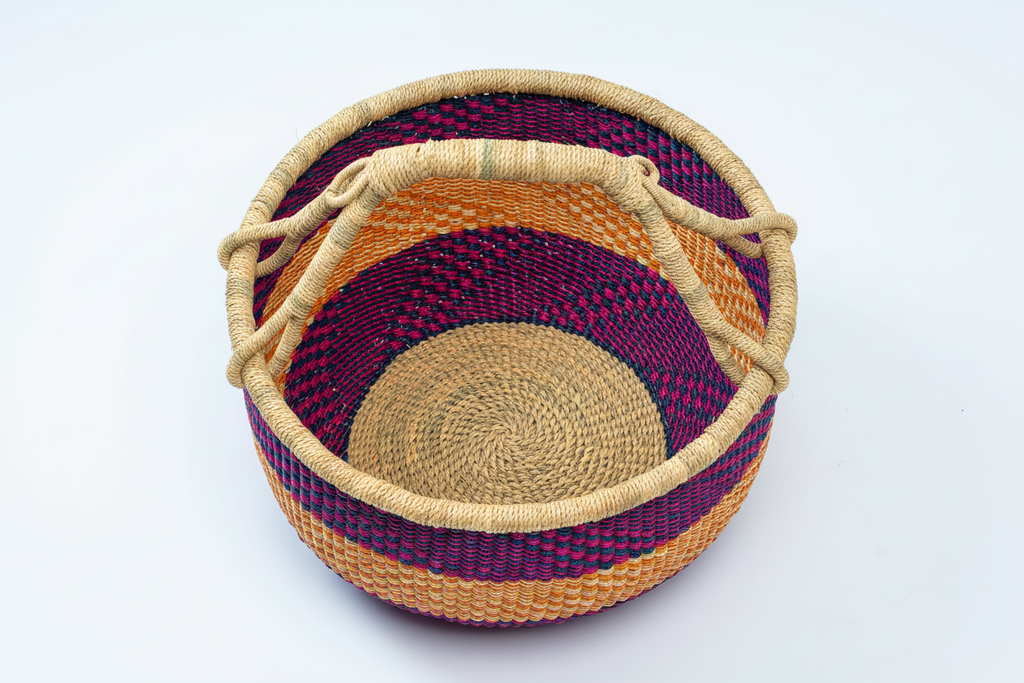 Handwoven African bolga basket AI generated top angle