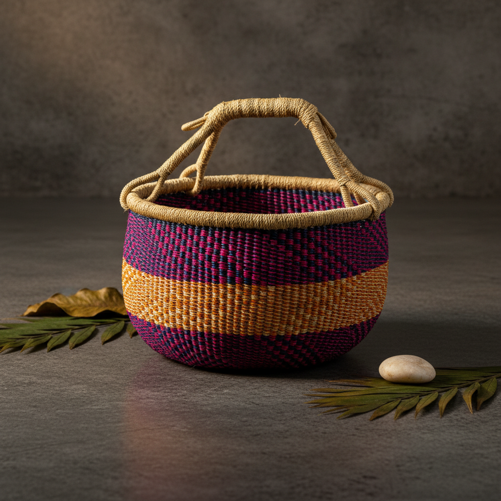 Side profile view of bolga basket